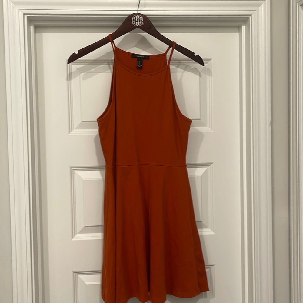Forever 21 burnt orange high neckline skater shift dress
